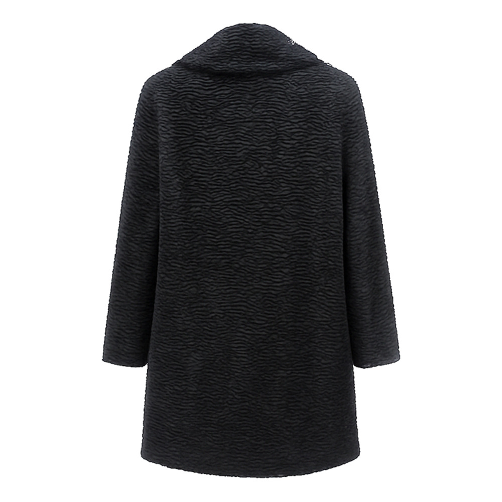 White House Black Market Black Curly 'tiger-stripe' Faux Fur Mid-Length Coat Med - Picture 2 of 6